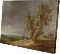 Schilderij - Landschap Met Twee Eiken| Hendrik Cornelisz. Vroom In Na Oude Meesters - Bruin - 100 X 150 Cm Landschap Met Twee Eiken| Hendrik Cornelisz. Vroom | In Of Na 1629 | 150c