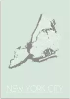 DesignClaud New York City Plattegrond poster Pastel groen A3 + Fotolijst zwart