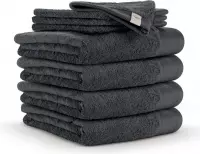 Walra badgoedset - 4x handdoek 60x110 cm + 4x washand 16x21 cm - Antraciet