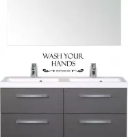 Muursticker Wash Your Hands Mom Said So - Zwart - 22 x 10 cm - keuken engelse teksten toilet