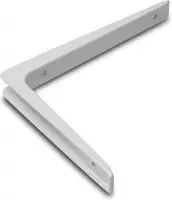 2x stuks plankdrager / plankdragers aluminium wit 15 x 20 cm - schapdragers - planksteun / planksteunen