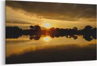 Schilderij - Zonsondergang bij het meer — 100x70 cm