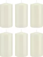 6x Ivoorwitte cilinderkaarsen/stompkaarsen 8 x 15 cm 69 branduren - Geurloze kaarsen – Woondecoraties