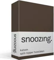 Snoozing  - Katoen - Split-topper - Hoeslaken - Tweepersoons - 140x200 cm - Bruin