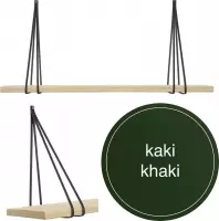 Leren split-plankdragers - Handles and more® - 100% leer - KAKI - set van 2 / excl. plank (leren plankdragers - plankdragers banden - leren plank banden)