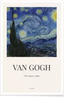 JUNIQE - Poster van Gogh - The Starry Night -13x18 /Blauw & Ivoor