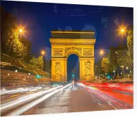 Parijse Arc de Triomphe en Champs-Elysees bij nacht - Foto op Plexiglas - 90 x 60 cm
