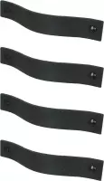 4x Leren handgrepen 'platte greep' - maat S (15,8 x 2,5 cm) - VINTAGE BLACK - incl. 3 kleuren schroefjes (handgreepjes - leren grepen - greepjes - leren lusjes)
