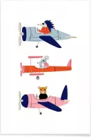 JUNIQE - Poster Aeroplane Race -20x30 /Grijs