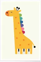 JUNIQE - Poster Giraffe Piano -20x30 /Geel