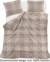 Dekbedovertrekset - Tartan Geruit - 2 Persoons - 200x200/220 cm + 2 Kussenslopen (60x70cm) - 100% KATOEN - Beige – Droomtextiel