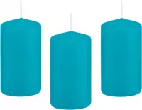 10x Turquoise blauwe cilinderkaarsen/stompkaarsen 5 x 10 cm 23 branduren - Geurloze kaarsen turkoois blauw - Woondecoraties