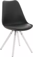 Clp Pegleg Bezoekersstoel - Kunstleer - Zwart - Houten onderstel - Kleur wit - Vierkant