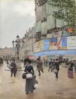 Jean Béraud, Parijs, Rue du Havre, 1882 op canvas, afmetingen van dit schilderij zijn 75 X 100 CM