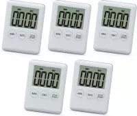 Set van 5 digitale timers, alarmklokken, wit