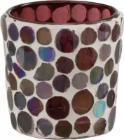 J-Line Theelichthouder Mozaiek Glas Rood/Wit Small Set van 10 stuks