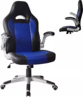 Gamestoel Thomas - bureaustoel - inklapbare armleuning ergonomisch - blauw zwart