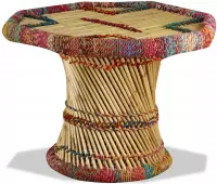 Salontafel achthoekig met chindi details bamboe meerkleurig