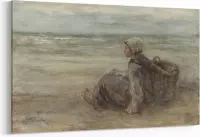 Schilderij - Vissersmeisje op het strand — 100x70 cm