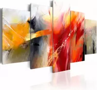 Schilderij - Slagveld van kleuren, 5 luik, Multikleur, 2 maten, Premium print