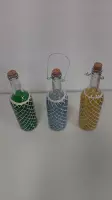 Set van 3 decoratieve flessen - groen/blauw/geel