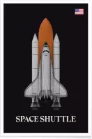 JUNIQE - Poster NASA space shuttle raket -30x45 /Grijs & Zwart