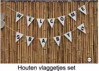 Houten Geboorte - vlaggetjes - Slingers -  Welcome Baby -  Jongens  en Meisjes - Babyshower