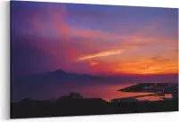 Schilderij - Zonsondergang met kleuren — 100x70 cm