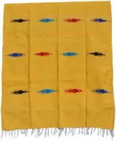 Mexicaanse deken - plaid - Indiaans motief - gerecycled acryl - 200 x 125 cm - Geel - QEXZZ0yellow