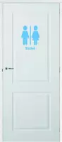 Deursticker Toilet - Lichtblauw - 39 x 50 cm - toilet raam en deur stickers - toilet