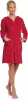Rits badjas dames kort – met capuchon – lichtgewicht – dun – sauna - rood - maat L