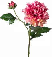 Viv! Home Luxuries Dahlia - Zijden Bloem - Warm Roze - 50cm - Topkwaliteit