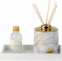 Moederdag geschenk Geurverspreiders | Diffuser | Relaxdays Aroma Geurset met Geurolie 9x17,5cm | GOUD Citroen | Lemmon