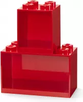 LEGO Iconic Brick Boekenplanken 4 + 8 Noppen - Set van 2 Stuks - Rood