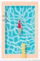 JUNIQE - Poster Pool -20x30 /Blauw & Oranje