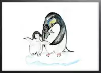 Poster Met Zwarte Lijst - Leuke Pinguins Poster