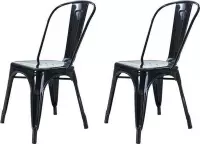 Legend industriële café stoel - Metalen eetkamerstoel - Zwart - Set van 2