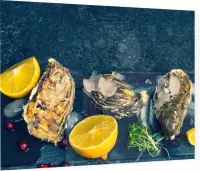 Oesters met citroen - Foto op Plexiglas - 40 x 30 cm