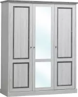 Belfurn - Emma kledingkast 3 deuren in witte eik met grijze top en profielen