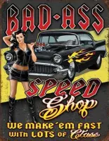Wandbord - Bad ass speed shop -30x40cm-