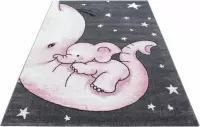 Vloerkleed kinderkamer - Baby Olifant - roze - 160x230 cm