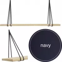 Leren split-plankdragers - Handles and more® - 100% leer - NAVY - set van 2 / excl. plank (leren plankdragers - plankdragers banden - leren plank banden)