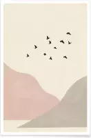 JUNIQE - Poster Flock Of Birds I -60x90 /Ivoor & Roze
