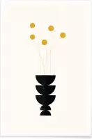 JUNIQE - Poster Flower Vase -13x18 /Roze & Zwart