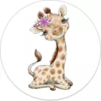 Label2X - Schilderij - Kids Giraffe Meisje - Multicolor - 20 X 20 Cm