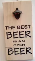 tekstbord best beer met opener steigerhout wit