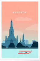 JUNIQE - Poster Bangkok - retro -13x18 /Roze & Turkoois