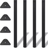 Tafelpoten in hoogte verstelbaar zwart 870 mm 4 st