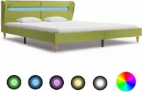 Bedframe met LED stof groen 160x200 cm