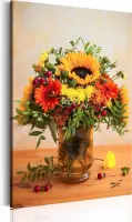 Schilderijen Op Canvas - Schilderij - Autumnal Flowers 60x90 - Artgeist Schilderij